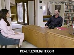 Gorgeous brunette Bebe's juicy pussy fits perfectly in real fleshlight team.