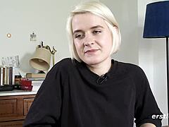 Luisa experiences a drenching squirting orgasm with close-up views.