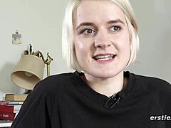 Luisa experiences a drenching squirting orgasm with close-up views.