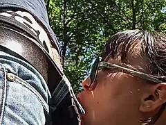 Real Behind-the-Scenes Outdoor Deepthroat Blowjob with Young 18+ Amateur and Big Cock Facial