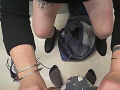 kiwi slutty milf gets a dirty creampie in the department store changing room.