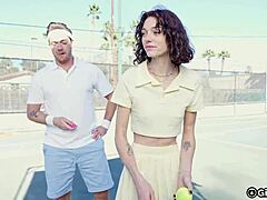 tennis babe rides big cock during lesson