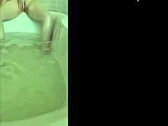 Solo bath leads to horny orgasm.