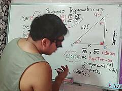 Asian student nerd learns sexual angle in bedroom with teacher 😊