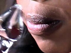 Lil enjoys solo play with her glass dildo