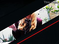 Young Slut Teases Neighbor's Big Cock, Swallows Cum From Condom.