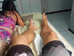 Meia-irmã stays surprised by my erection with big cock blowjob and rough riding in bedroom