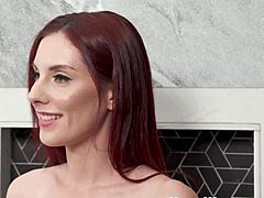 Redhead hottie gives nuru massage and fuck