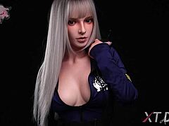 Feeling the thrill with Hannah, the blonde police officer sex doll.