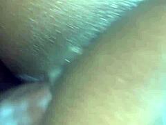 ebony amateur gets oiled massage turning into hardcore fucking with monster cock creampie.