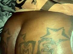 ebony amateur gets oiled massage turning into hardcore fucking with monster cock creampie.