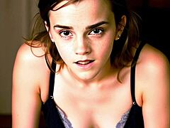 emma watson takes on a cum challenge in a celebrity contest game with small tits flashing