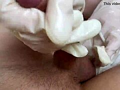 Specific POV of Step Sister Fingering in Oiled Latex Gloves