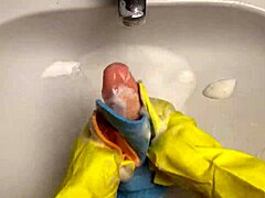 Hot housewife washes dildo after using it in her pussy!