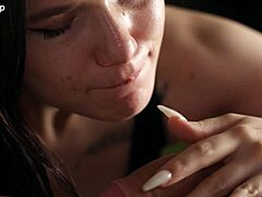 Emma ester gives closeup blowjob teasingly