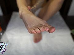 Brunette's Foot Fetish Closeup