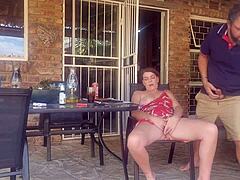 Cheating wife turns into cumslut with friends outdoor blowjob fingering pussy licking action