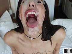 angel's rough self face fuck leads to big facial explosion