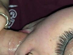 Teen gives sloppy pov blowjob with cumshot closeup