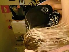 hot blonde wife enjoys deep throating big cock