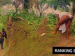 the curvy bbw gets licked and rides in a hardcore outside fuck session