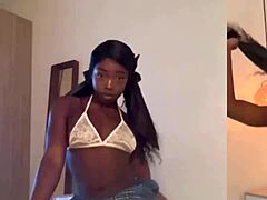 Sexy Schoolgirl Jadera Vixen Strips Out Of Miniskirt And Thong In Buttplug Roleplay
