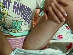 Slim brunette calla fingers her pussy