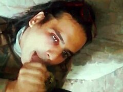 Girlfriend gives deep throat oral on balcony