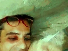 Girlfriend gives deep throat oral on balcony