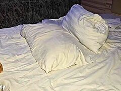 the more she pushed back the harder the dick became in garage with petite lover