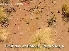 Latina couple has explicit sex in public Bolivia, ending with facial cumshot