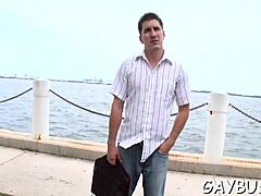 Spruce hunk lured into wild blowjob with gay 😏