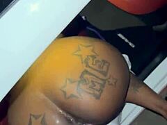 ebony babe gives sloppy blowjob in beale street garage