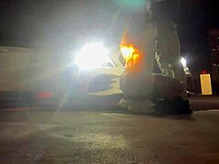 ebony babe gives sloppy blowjob in beale street garage