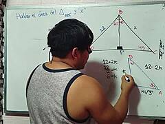 Solving mathematical triangle puzzle in bedroom 😊