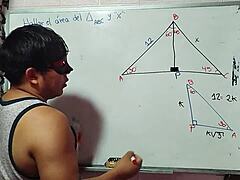 Solving mathematical triangle puzzle in bedroom 😊