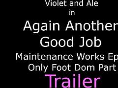 mature woman dominates with feet, making you lick pantyhose