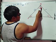 Solving mathematical triangle puzzle in bedroom 😊