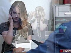 Blonde Young Shoplifter Gets Fucked by Security Officer with Monster Cock