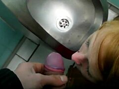 Russian Whore Gives Intense Blowjob In Toilet