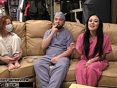 Doctor Tampa Face Fucks Blaire Celeste in Hospital Bondage, Slapping Her Natural Tits!