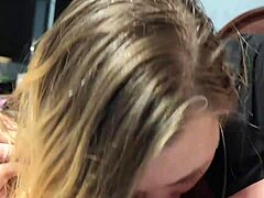 Beautiful girl in lingerie sucks my cock homemade 😘