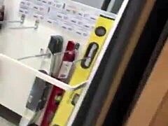 Piss and mini wank at diy store with public shop cock outdoor wanking.