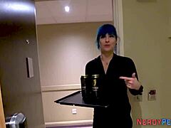 Big Tit Slut Passionately Swallows Nerd's Dick