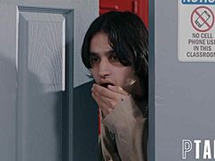 Siri Dahl and Lauren Phillips intensely fuck stepson Elias in classroom threesome