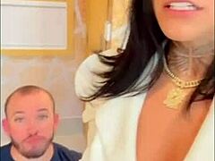 latina with big tits gives blowjob to small dick 😏