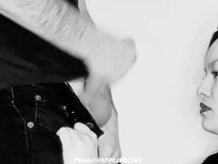 in this pov, a real amateur takes a big cock deep throat, ending with cum in mouth close up