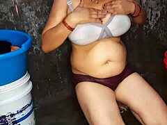 Step sister-in-law bathing and washing big boobs