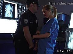 Sexy Nurse In Uniform Sucks Cop's Monster Cock For Facial Cumshot