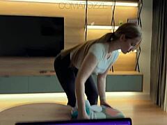 Athletic milf maid rides boss's cock to keep job